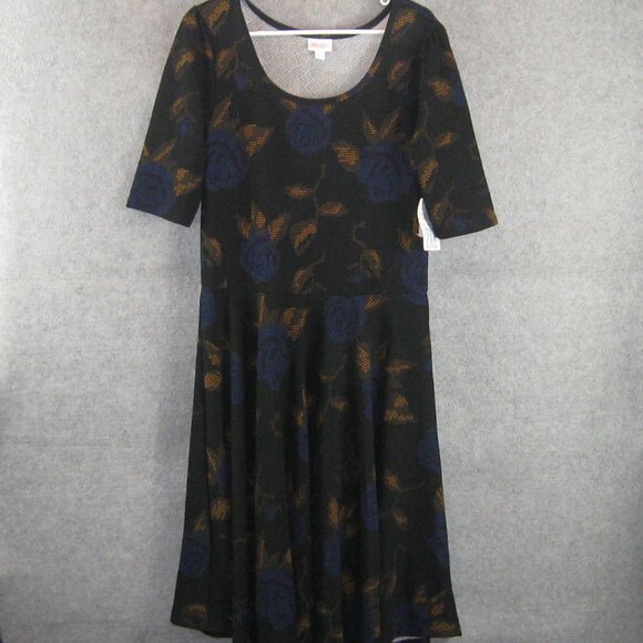 LuLaRoe Textured Stretch Black Floral Nicole Dress 2XL NWT - Picture 5 of 6